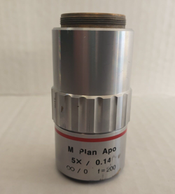MITUTOYO M PLAN APO 5X 0.14 MICROSCOPE OBJECTIVE LENS F=200
