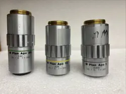 MIX LOT 3 - MITUTOYO M PLAN APO 20, 10, 2 MICROSCOPE OBJECTIVES