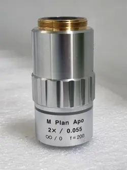 MITUTOYO M PLAN APO 2X /0.055 ∞ / 0   F=200  MICROSCOPE OBJECTIVE LENS