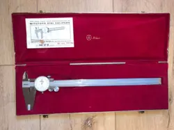 EXCELLENT USED 12” MITUTOYO 505-628 DIAL CALIPER   ORIGINAL CASE EXCELLENT TIPS