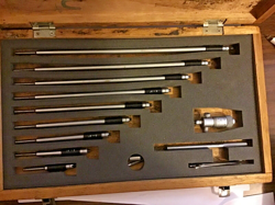 MITUTOYO 12” INSIDE MICROMETER SET, NICE CONDITION/WITH WOOD CASE