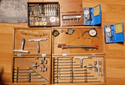 VINTAGE MACHINIST TOOLS LOT..STARRETT, MITUTOYO, ENGLAND, DUMONT,  MORE