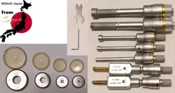 ALMOST UNUSED MITUTOYO HOLE TEST MICROMETER 7 PIECES RING GAGE 4 PIECES JP AA69