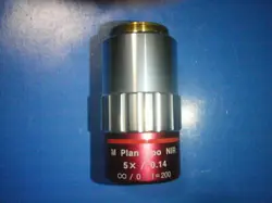MITUTOYO M PLAN APO NIR 5X /0.14 ∞/0 F=200 INFINITY MICROSCOPE OBJECTIVE JAPAN