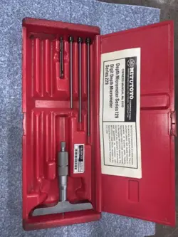 VG MITUTOYO DEPTH MICROMETER 0-4 INCH   CASE .001” RATCHET STOPS 4” BASE