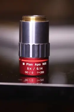 MITUTOYO M PLAN APO NIR 5X / 0.14 F = 200 MICROSCOPE OBJECTIVE