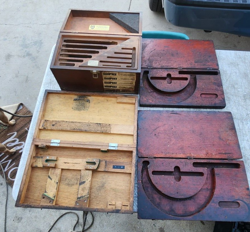 LOT OF 4 VINTAGE MITUTOYO WOODEN BOXES