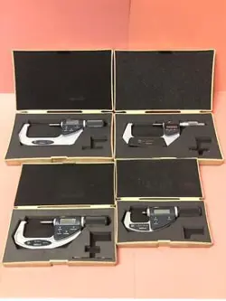 MITUTOYO STANDARD OUTSIDE DIGITAL MICROMETER SET OF 4 EX LIMITED FROM JAPAN