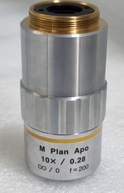 MITUTOYO M PLAN APO 10 X /0.28 ∞ / 0   F=200  MICROSCOPE OBJECTIVE LENS