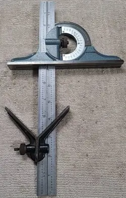 MITUTOYO 12” COMBINATION SQUARE 180-502 HARDENED CENTER HEAD & PROTRACTOR.