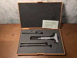 MITUTOYO 0-4 INCH DEPTH MICROMETER SET NO 129-127 W/ CASE LOTZ