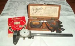 VTG DIAL CALIPER 001 & MICROMETER 230F STARRETT MITUTOYO WOOD CASE