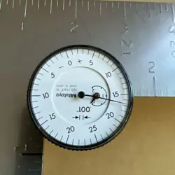MITUTOYO 1167 DIAL INDICATOR,0 IN TO 2 25 IN, WHITE 1 1/2” FACE