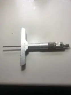 MITUTOYO 129-132 0-1” DEPTH MICROMETER WITH 2-3” PIN .001” WITH RATCHET AND LOCK