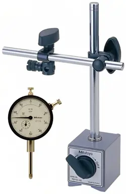  MITUTOYO 64PKA079 MAGNETIC STAND WITH DIAL INDICATOR, 1