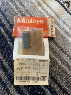 MITUTOYO PART NO. 611195-24 GAUGE BLOCK GRADE FS 2 SIZE .50IN NEW IN BOX