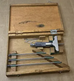 MITUTOYO DEPTH MICROMETER .001” W/ WOODEN CASE 2.5
