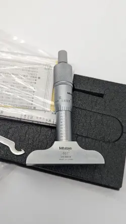 MITUTOYO 128-105 VERNIER DEPTH GAUGE, MICROMETER TYPE, 0-1