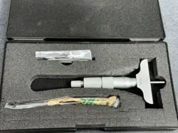 MITUTOYO 129-109 0-50MM METRIC DEPTH MICROMETER. INTERCHANGEABLE RODS.