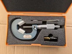 MITUTOYO V-GROOVE MICROMETER 10-25MM WITH GAUGE AND SPECIAL CASE SHIP FROM JAPAN
