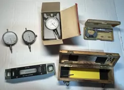 MACHINIST TOOLS LOT MITUTOYO MICROMETER GERMANY DIAL INDICATOR BREVETE LEVEL