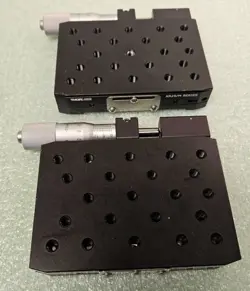 LOT OF 2 - THORLABS XR25/M LINEAR TRANSLATION STAGES W/ MITUTOYO MICROMETERS