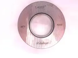 MITUTOYO 1.4002 MASTER PLAIN BORE RING GAGE 1.4063 -.0061 1 13/32 35.565 MM