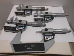 LOT OF 4 MITUTOYO DIGITAL MICROMETERS FOR PARTS OR REPAIR 2-3   INSIDE  PIN #2