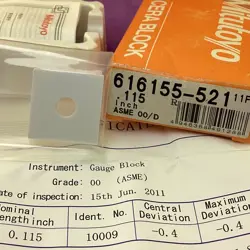 MITUTOYO CERA 616155-521  SQUARE CERAMIC GAGE BLOCK 0.115
