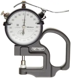 MITUTOYO 7327 DIAL THICKNESS GAGE, FLAT ANVIL, STANDARD TYPE, 0-1MM RANGE