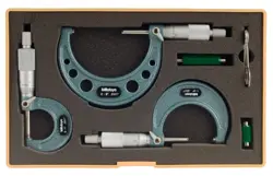 MITUTOYO 103-929 OUTSIDE MICROMETER SET WITH STANDARDS, RATCHET STOP, 0-3