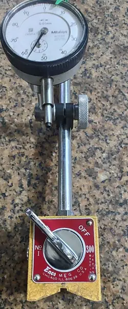 ENCO MFG NO. I 300 MAGNETIC INDICATOR HOLDER AND MITUTOYO DROP INDICATOR