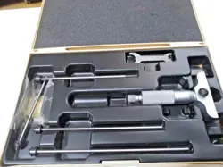 MITUTOYO 129-127 DEPTH MICROMETER WITH 4 RODS, WRENCH / CASE, 1