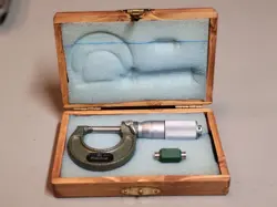 MITUTOYO 0-1 IN OUTSIDE MICROMETER W/ 1 IN CALIBRATION STANDARD IN WOOD BOX!!!!!