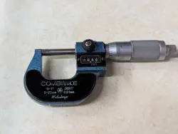 MITUTOYO NO 159-211 0-1” 0-25.4MM COMBIMIKE OUTSIDE MICROMETER METRIC & STANDARD