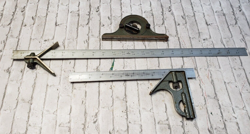 MITUTOYO COMBINATION SQUARE SET 180-501, 180-601, BLADE, CENTER HEAD, PROTRACTOR