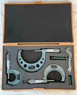 MITUTOYO 103-922 OUTSIDE MICROMETER 3 PC SET W/STANDARDS 0-3
