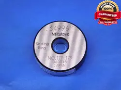 MITUTOYO .34996 MASTER PLAIN BORE RING GAGE .3438+.0062 OVERSIZE 177-179 SETTING