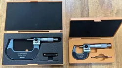 MITUTOYO 159-103 AND 159-101 COMBIMIKE DIGITAL OUTSIDE MICROMETERS IN CASES