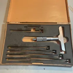 MITUTOYO 0-6” DEPTH MICROMETER SET 4” BASE .001” IN CASE