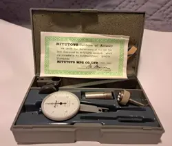 MITUTOYO # 513-902 DIAL TEST INDICATOR , .0005-.03 WITH  CASE AND ACCESSORIES. 