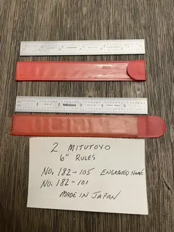 MITUTOYO 182-105 / 182-101 2PC STEEL 6” RULE MACHINIST TOOLMAKER JAPAN