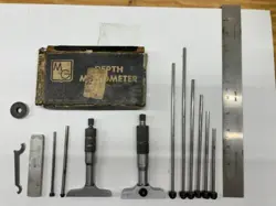 LOT OF 2 DEPTH MICROMETERS, MITUTOYO & MG TOOL CO. 001”   ACCESSORIES, MACHINIST