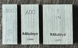 3 (THREE) MITUTOYO HIGH PRECISION GAGE BLOCKS .500IN / .600IN / 1.000IN SIZES. 