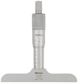 MITUTOYO 128-104 VERNIER DEPTH GAUGE, MICROMETER TYPE, 0-25MM RANGE, 0.01MM GRAD
