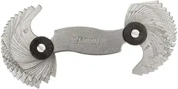 MITUTOYO 188-151, SCREW PITCH GAGE, 4 - 42 TPI AND 0.4 - 7MM, 51 LEAVES, INCH