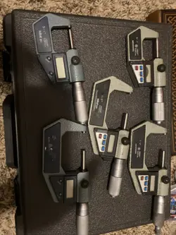 LOT OF 5 MITUTOYO DIGITAL MICROMETERS (2) 0-1”  (3) 1-2” UNTESTED NO CASE