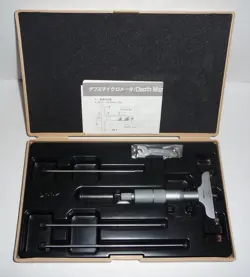 129-111 MITUTOYO DMC60-100 DEPTH GAUGE MICROMETER SLIGHTLY USED IN ORIGINAL CASE