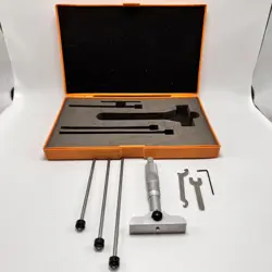 MITUTOYO 129-127 DEPTH MICROMETER DMC 2.5 - 4 IN ORANGE HARD CASE W/ FOAM INSERT