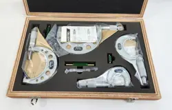 NEW MITUTOYO 103-930 OUTSIDE MICROMETER SET W/ STANDARDS RATCHET STOP - 4 PIECE